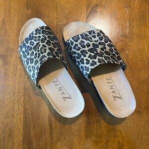 Zante Leopard Print Wedge Slides women's 38